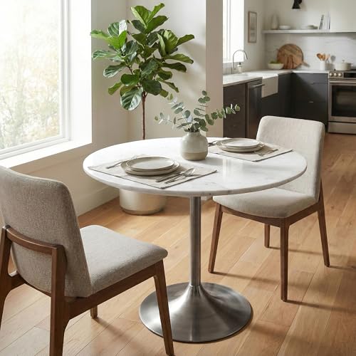SIMPLIHOME Whitley 72" Wide Solid Mango Wood Dining Table in Black - color: White Marble/Antique Silver