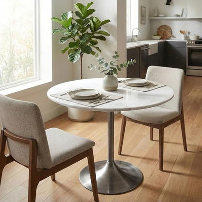 SIMPLIHOME Whitley 72" Wide Solid Mango Wood Dining Table in Black - color: White Marble/Antique Silver
