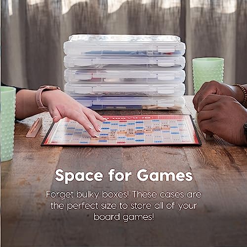 IRIS USA Board Game Storage |Made in USA| Slim Craft Case (4-Pack) - Clear | Fits 8.5" x 11" & A4 Paper, Organizers with Built-In Handle & Snap-Tight Lids, Containers for Puzzles, Art & Scrapbooking - size: 4 Pack