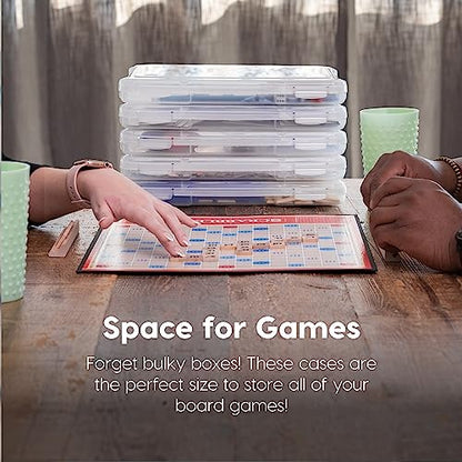 IRIS USA Board Game Storage |Made in USA| Slim Craft Case (4-Pack) - Clear | Fits 8.5" x 11" & A4 Paper, Organizers with Built-In Handle & Snap-Tight Lids, Containers for Puzzles, Art & Scrapbooking - size: 4 Pack