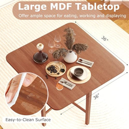 Giantex 36" Folding Dining Table for 2-4, Extendable Drop Leaf Kitchen Table with Solid Rubber Wood Frame, Space-Saving Dinner Table for Small Space, Living Dining Room, Dinette, Walnut - color: Walnut
