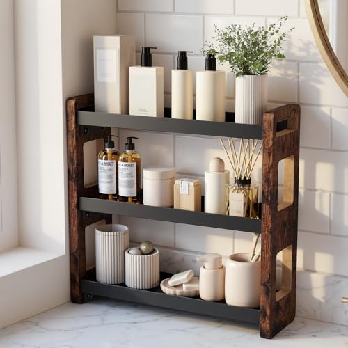 Bathroom Counter Organizer, Vanity Organizer, Perfume Organizer | Bathroom Organizers and Storage, Bathroom Sink Shelf, Countertop Organizer, Makeup Organizer, Cologne Stand - color: Brown 3 Tier