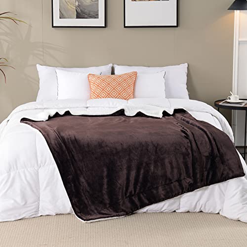 Sherpa Fleece Throw Blanket, Reversible Super Soft Luxurious Plush Blanket Twin Size, Brown(60inch X80'') | Reversible Super Soft Luxurious Plush Blanket Twin Size - color: Brown, size: 60"×80"