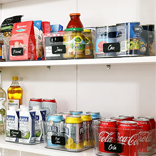 12 PACK Multiuse Clear Plastic Storage Bins for Organizing w/ Labels - Home, Kitchen, Bathroom, Office, Pantry Cabinet Shelf Organizer Bins - SOHO Collection, RV, Fridge Organization Containers - size: Medium