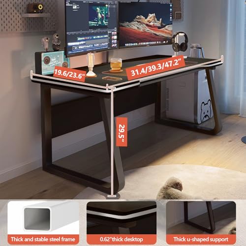 Gaming Desk Computer Writing Table Student Art Modren Simple Style PC Wood Suitable for Home, Office - color: Black, size: 47.2*23.6