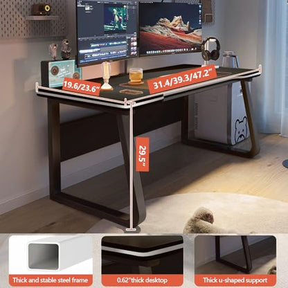 Gaming Desk Computer Writing Table Student Art Modren Simple Style PC Wood Suitable for Home, Office - color: Black, size: 47.2*23.6