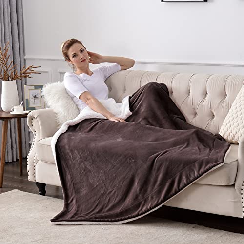 Sherpa Fleece Throw Blanket, Reversible Super Soft Luxurious Plush Blanket Twin Size, Brown(60inch X80'') | Reversible Super Soft Luxurious Plush Blanket Twin Size - color: Brown, size: 60"×80"