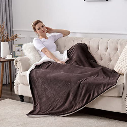 Sherpa Fleece Throw Blanket, Reversible Super Soft Luxurious Plush Blanket Twin Size, Brown(60inch X80'') | Reversible Super Soft Luxurious Plush Blanket Twin Size - color: Brown, size: 60"×80"