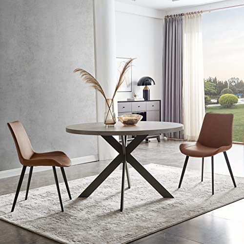 Zerifevni 45.3" Round Dining Table Set, Mid Century Modern Round Dining Table for 4-6 Person, Steel Legs, Leisure Coffee Table for Kitchen Dining Room, Save Space - color: 1 X Table