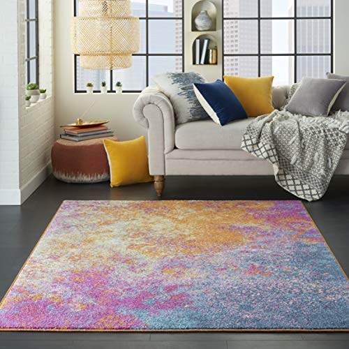 Nourison Home Passion Sunburst 3'9'' x 5'9'' Area-Rug, Modern, Abstract, Easy-Cleaning, Non Shedding, Bed Room, Living Room, Dining Room, Kitchen, (4' x 6') - color: Sunburst, size: 3'9" x 5'9" (Rectangular)