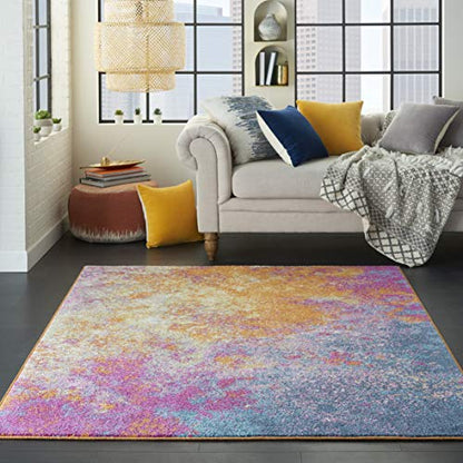 Nourison Home Passion Sunburst 3'9'' x 5'9'' Area-Rug, Modern, Abstract, Easy-Cleaning, Non Shedding, Bed Room, Living Room, Dining Room, Kitchen, (4' x 6') - color: Sunburst, size: 3'9" x 5'9" (Rectangular)