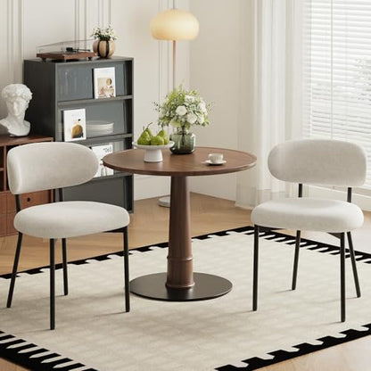 Upholstered Dining Chairs Set of 2, Modern Fabric Kitchen Chairs with Curved Backrest and Cushioned Seat, Sturdy Metal Legs, Modern Dining Chairs for Kitchen Dining Room, Living Room,Beige - color: Beige, size: Set of 2
