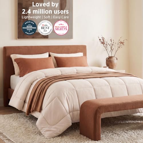 Bedsure Comforter Duvet Insert - Quilted Comforters Queen Size, All Season Duvet, GentleSoft Down Alternative Bedding Blanket, with 8 Tabs, Gifts for Women/Men, Beige, Queen 88 x 88 Inches - color: Beige, size: Queen