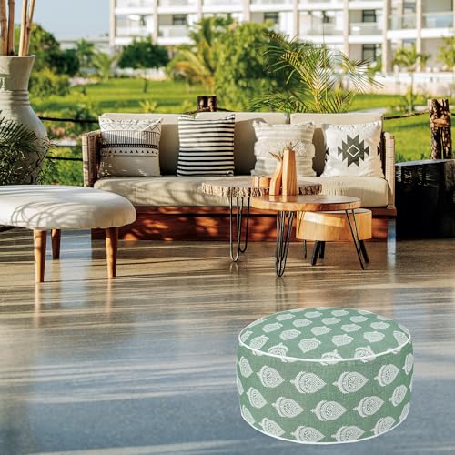FUNHOME Inflatable Stool Ottoman Footrest with Handle D20 xH9-Light Green | Indoor Outdoor Footrest Seat, Water-Repellent, Footstool Pouf for Home Patio Garden and Camping Use - color: Light Green