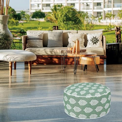 FUNHOME Inflatable Stool Ottoman Footrest with Handle D20 xH9-Light Green | Indoor Outdoor Footrest Seat, Water-Repellent, Footstool Pouf for Home Patio Garden and Camping Use - color: Light Green