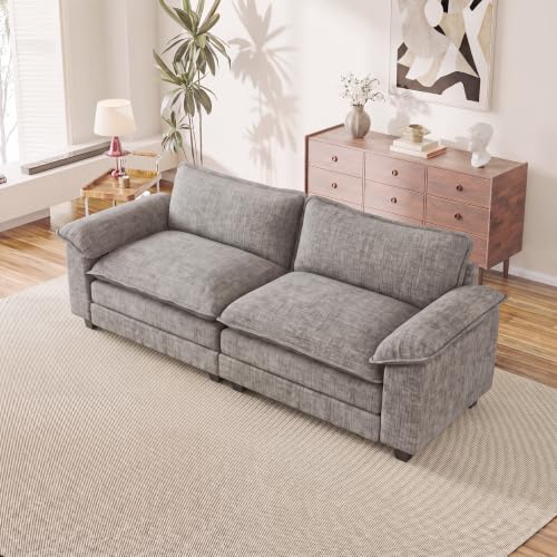 Homall 79.3" Loveseat Sofa, Cloud Sofa Couch, Deep Seat, Light Grey | Comfy Chenille, Double Layer Cushion, Wide Armrest, High-Density Foam, Sturdy Frame, Easy Assembly, for Living Room - color: Light Grey, size: Loveseat Sofa