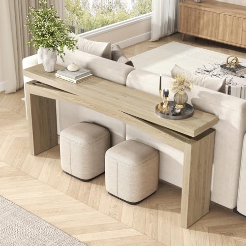 63 Inch Console Table for Entry Way Modern, Light Tan Wood | Farmhouse Entrance Tables Narrow Long, Wooden Couch Table Behind Sofa for Entryway, Living Room - color: Light Tan Wood