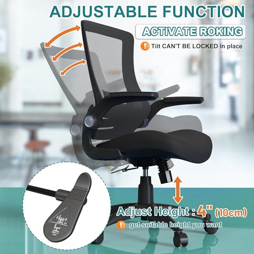 Ergonomic Mesh Swivel Office Study Home Desk Task Computer Chair with Flip up Arms Rolling Wheels for Heavy People - style: Foam cushion