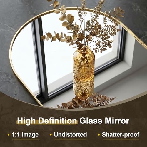 AMOISE Arched Bathroom Mirror for wall, 2 Pack 30"x20" Vanity Mirror, Gold | Metal Frame, HD Glass, Over Sink Mirror for Bathroom, Entryway, Living Room & Bedroom - color: Gold, size: 30"Lx20"W