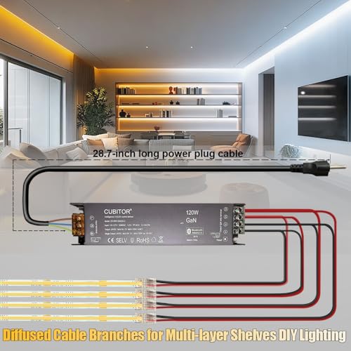CCT COB LED 스트립 조명 키트, 2700K-6500K, 32.8피트/32.8ft / 10m, 조도 조절 및 절단 가능, 스마트 변압기가 있는 24V 테이프 스트립, 리모컨/앱/알렉사 음성 제어, 침실, 선반, 주방 캐비닛 아래 조명용 - color: 1롤 x 32.8피트