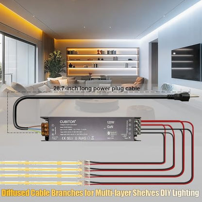 CCT COB LED 스트립 조명 키트, 2700K-6500K, 32.8피트/32.8ft / 10m, 조도 조절 및 절단 가능, 스마트 변압기가 있는 24V 테이프 스트립, 리모컨/앱/알렉사 음성 제어, 침실, 선반, 주방 캐비닛 아래 조명용 - color: 1롤 x 32.8피트
