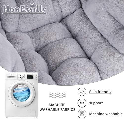 Lazy Chair with Ottoman, Plush Reading Chair with Pillow，Gray | Removable machine-washable cover; includes an extra throw pillow; cozy accent chair for living room, bedroom, dorm or office - color: Plush White Grey-1