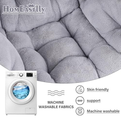 Lazy Chair with Ottoman, Plush Reading Chair with Pillow，Gray | Removable machine-washable cover; includes an extra throw pillow; cozy accent chair for living room, bedroom, dorm or office - color: Plush White Grey-1
