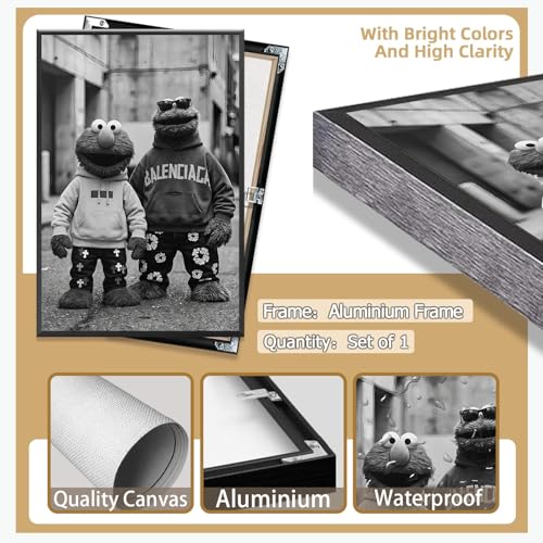 Funny Urban Street Style Poster Black And White Canvas Wall Art Vintage Abstract Urban Characters Inspired Artwork Prints Painting For Living Room Bedroom Apartment Wall Decor 12x16in Framed - color: style 01, size: 12"L x 16"W, style: Framed