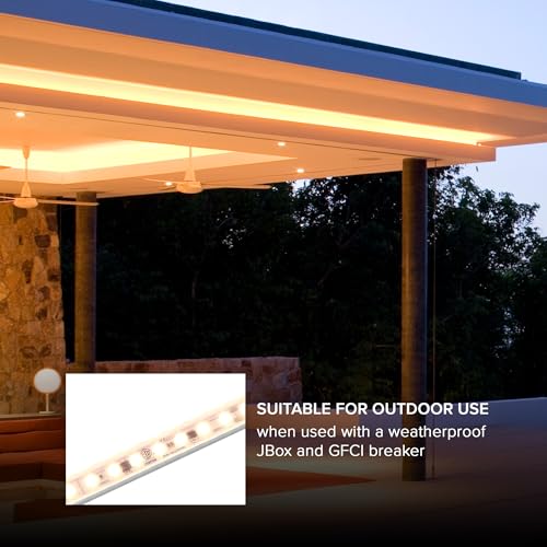 Maxxima 96 in. Hardwired LED Under Cabinet Strip Light, 3680 Lumens, 3000K | Warm White, Kitchen and Living Room 120V White Cove Lighting, No Power Supply Needed - size: 96 Inch