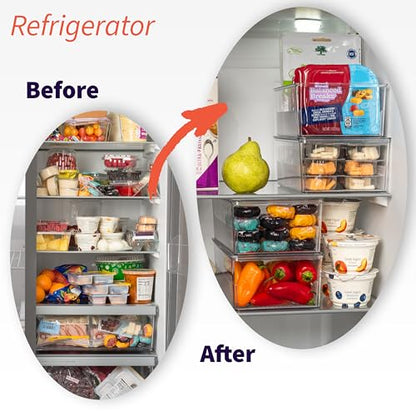 ClearSpace Pantry Organizer Storage Bin with Divider & Lid, 2 Pack | Storage bin with removable divider and lid for organizing pantry items and kitchen storage - size: 10" x 6" x 3" - 2 Pack