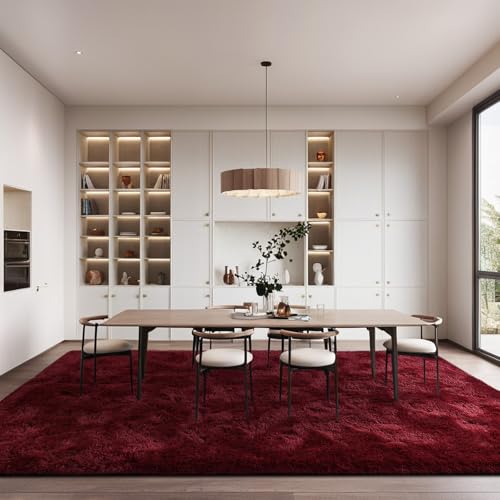 3x5 Fluffy Burgundy Red Area Rug - color: A- Wine Red, size: 3' X 5' (Rectangular)