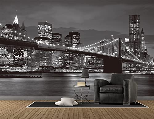 Reyhui Brooklyn Bridge and New York City Wall Murals | 151"x105" Not Self-Adhesive Large Photo Wallpaper Murals for Wall Living Room Bedroom Dining Room - color: MURAL-003, size: 151" x 105"