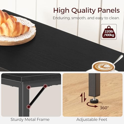MAHANCRIS Narrow Bar Table, 63-Inch Pub Table for Dining Room, Counter Bar Tables with Sturdy Metal Frame, Connectable Bar Table, Multifunctional Console Table, Black BTBK1601 - color: Black
