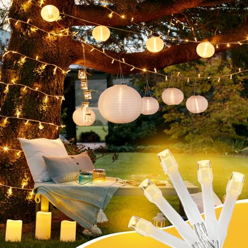 100FT Warm White String Lights – 300 LED Extra Long Waterproof Fairy Lights on Clear Wire, Plug-in Indoor Outdoor Decorations for Christmas, Wedding, Patio, Bedroom, Party