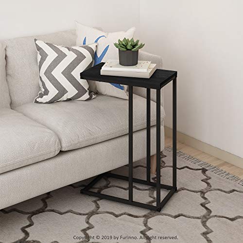Furinno Camnus Modern Living C Shaped Sofa Side Table, 9.8 in x 17.9 in x 25 in, Americano - color: Americano, size: C-shape Metal Frame