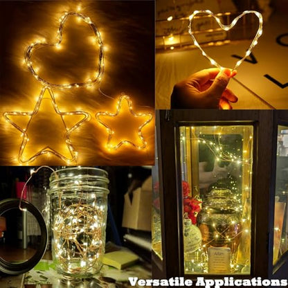 USB Fairy Lights, 2 Pack 33Ft 100 LED, Flexible Silver Wire Mini String Lights for Bedroom Wedding Christmas Decor, DIY Crafting, Warm White