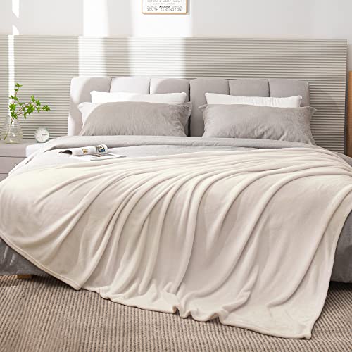 BEDELITE Fleece Blanket Soft Plush King Size Bed Blanket Beige 108"x90" | Ultra Soft Fleece, Plush Microfiber, Lightweight Warmth, All Season Comfort, Fade Resistant, Machine Washable - color: Beige, size: King(108"x90")