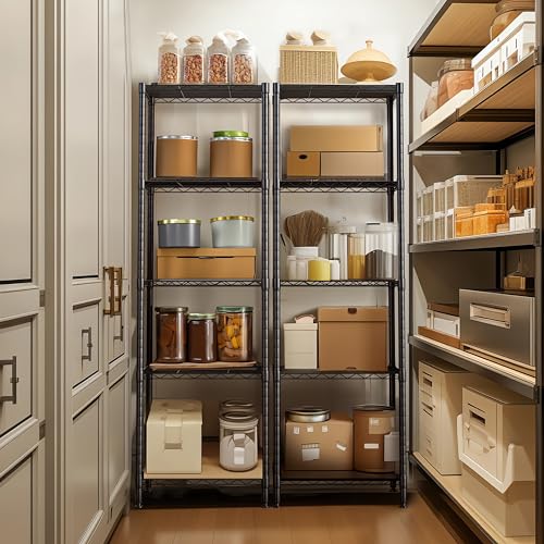 Finnhomy Heavy Duty 5 Tier Wire Shelving Unit, 18x18x59-inches 5 Shelves Storage Rack, Metal Shelving with Thicken Steel Tube, NSF Certified, Black - size: 59"H-Black