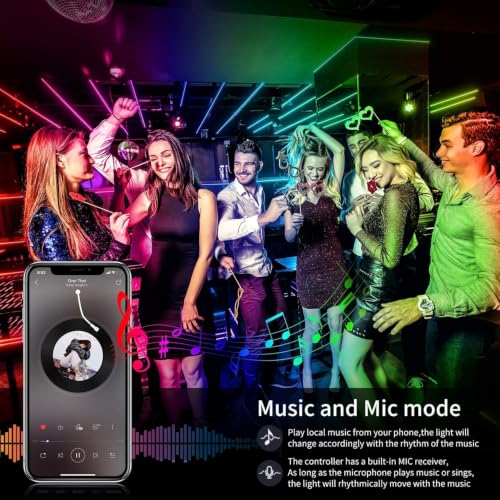 AILBTON Led Lights for Bedroom,100ft Led Light Strip Music Sync RGB Led Strip Lights Built-in Mic,Bluetooth App Control Led Room Lights with Remote,5050 RGB Rope Light - size: 100FT