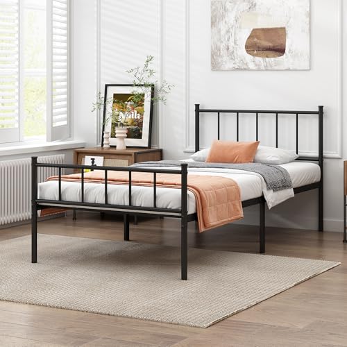 DIIYIV Twin Metal Bed Frame,Steel Slat Support,Noise Free,Easy Assembly | Twin Size Bed,Mattress Foundation,Underbed Storage,No Box Spring Needed - size: Twin
