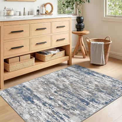 Small Area Rug 3x4ft, Textured Non Slip Entryway Rug, Multi | Machine Washable 3x5 Rug with Silicone Backing; Stain-Resistant Surface for Entryways, Kitchens and High-Traffic Areas - color: Abstract-multi, size: 3' x 4' (Rectangular)