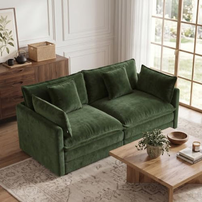 70.8" Chenille Modular Loveseat Sofa, 2-Seat Couch,Green | Randomly Assemble Modular Sofa Sets, Modern Recliner Deep Seat Sofa Set for Living Room,Office - color: Green, size: 2S