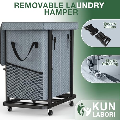 Laundry Basket with Lid,190L Rolling Laundry Hamper with Wheels,Grey | Dirty Clothes Hamper with Metal Frame and Removable Bag Design, Suitable for Laundry Room, Bedroom(2 Section) - color: Grey, size: 2 Section