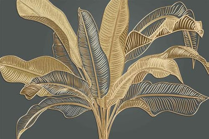 Large Banana Leaf Wallpaper on Gray Background, Art Wall murals for Bedroom, Living Room, Bathroom(Non-self-Adhesive) - color: 106, size: 149" x 96"