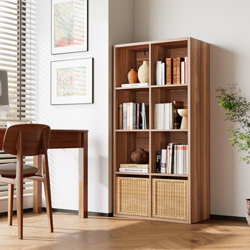 IRONCK 8-Cube Storage Organizer, Reversible Cube Bookshelf, Oak Brown | 8-cube reversible shelf organizer. Bookshelf or TV stand. Extra-thick frame, FSC certified. Anti-tip. - color: Oak Brown