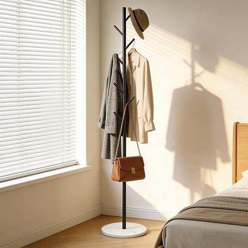 Black Metal Coat Rack Freestanding, 67" Tree Coat Stand, Sturdy Entryway Hall Tree for Coats, Hats, Bags - color: A5