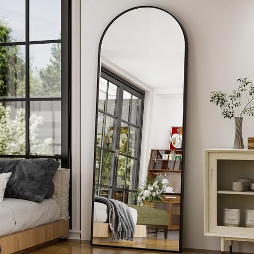26" x 71" Arched Full Length Mirror - Black Full Body Mirror - Extra Large Floor Mirrors for Bedroom, Living Room, Bathroom - color: Black, size: 71"L x 26"W