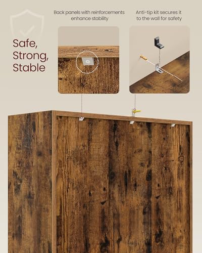 VASAGLE Bookcase Cube Shelf with 8 Compartments, 9.4 x 25.8 x 51 Inches | Bookshelf storage shelf, Rustic Brown, CUSTOS Collection, ULBC424K01 - color: Rustic Brown, size: 8 Cubes (9.4"D x 51"H), style: 1 Pack