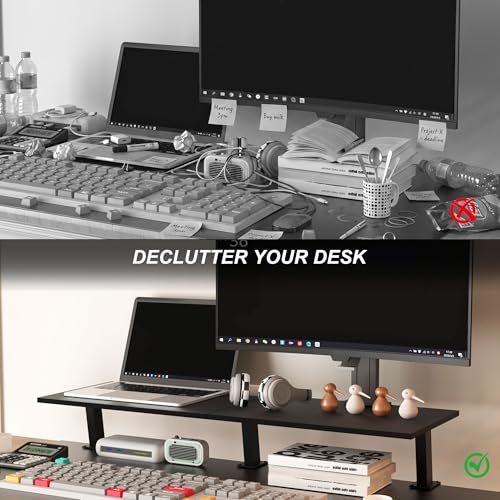 30-Inch Desktop Clamp-on Shelf & Monitor Riser, 2-in-1 Reversible Design – Fits Either Side of Desk, C-Clamp for Stability, Holds 44 lbs, for Gaming PC, Console & Office Setup - size: 30 Inches