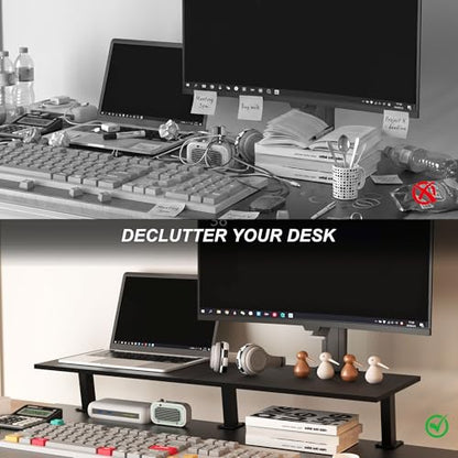 30-Inch Desktop Clamp-on Shelf & Monitor Riser, 2-in-1 Reversible Design – Fits Either Side of Desk, C-Clamp for Stability, Holds 44 lbs, for Gaming PC, Console & Office Setup - size: 30 Inches